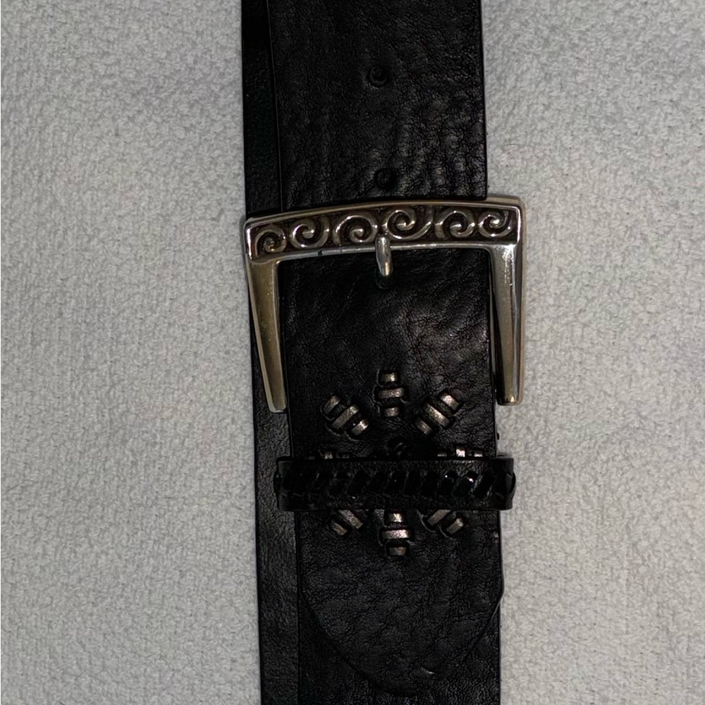 BRIGHTON WIDE BLACK LEATHER BELT